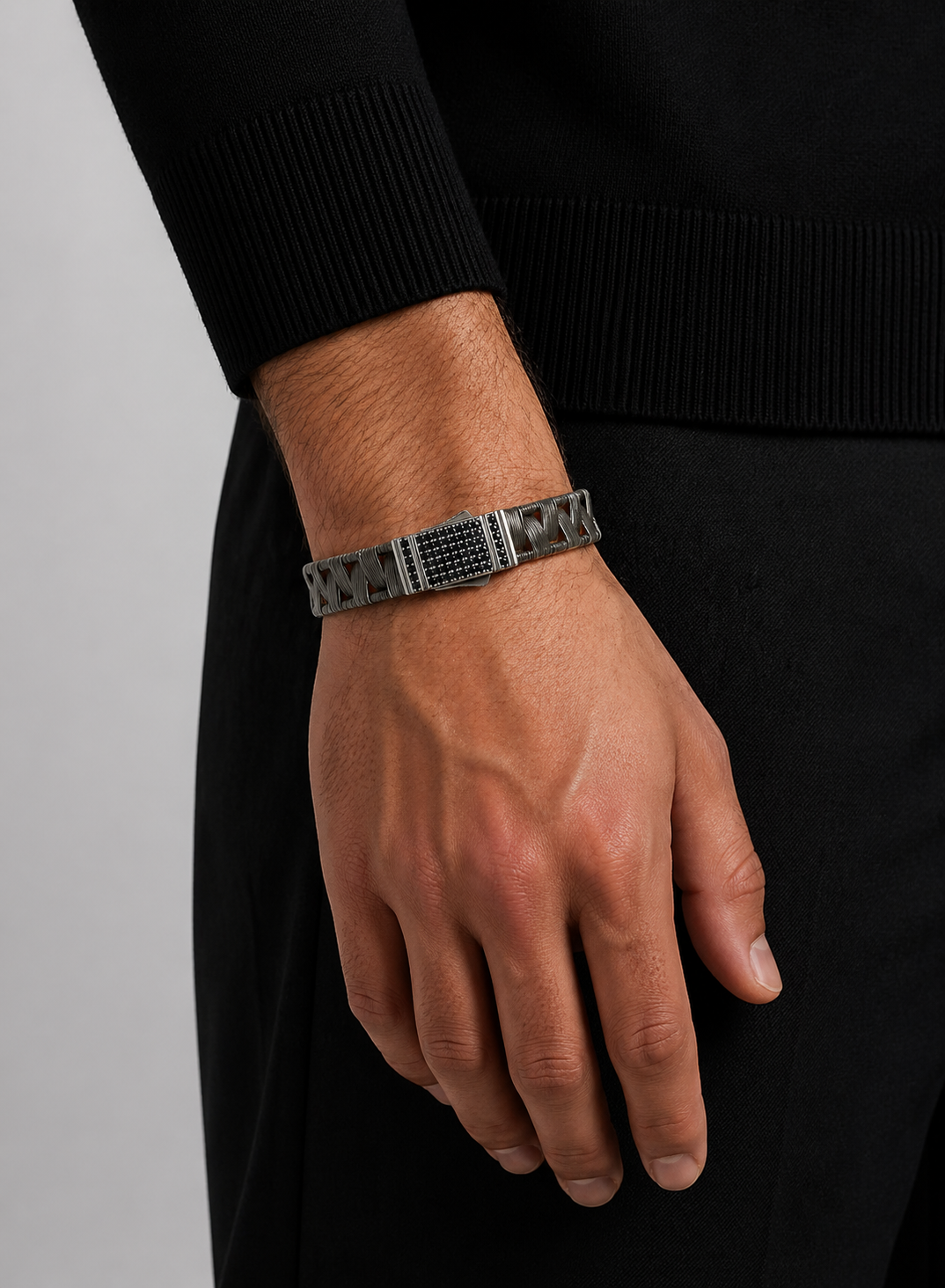 Noctra Cross Silver Erkek Bileklik