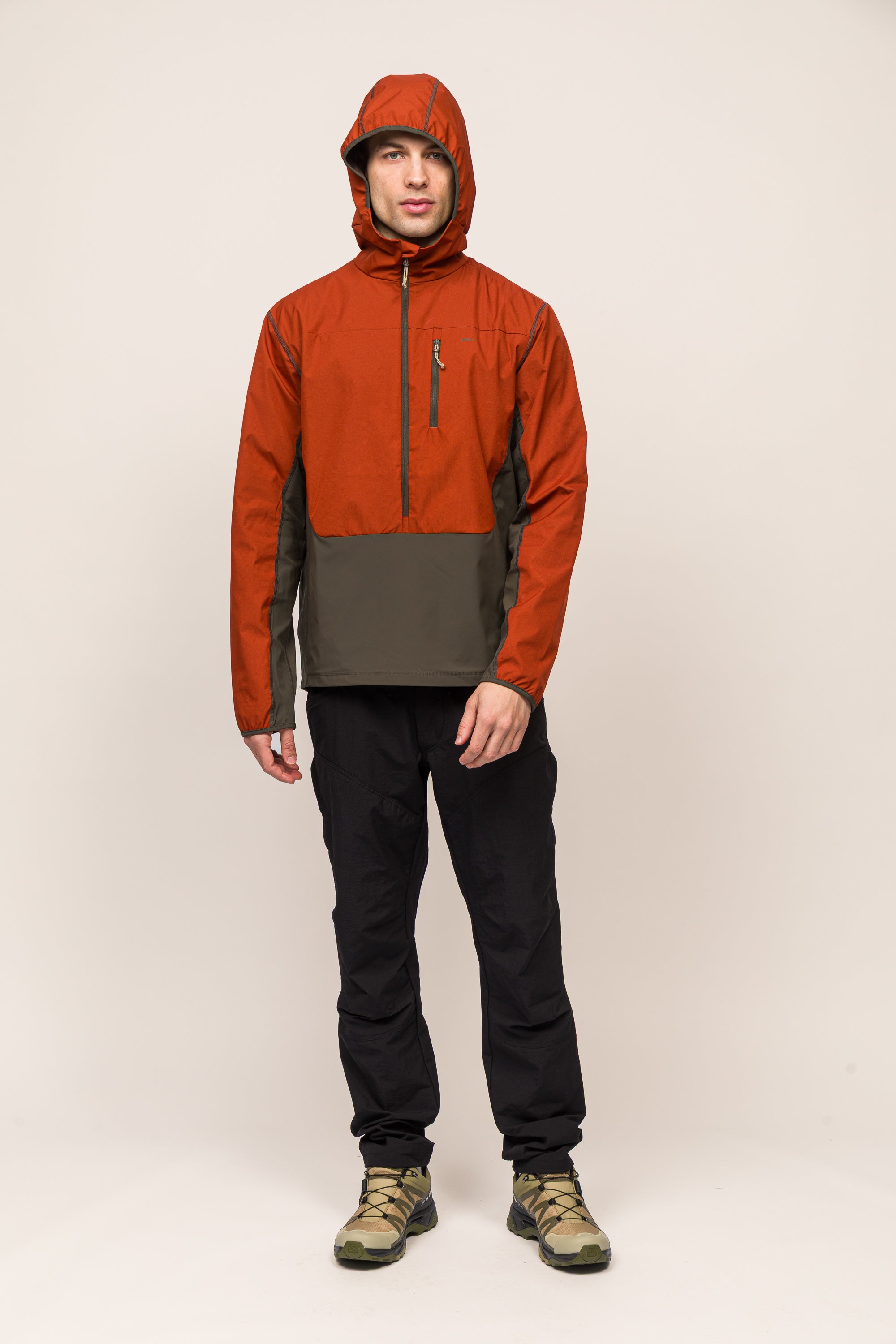 Airshell Kapüşonlu Rüzgar Ve Suya Dayanıklı Anorak - Kırmızı Tarçın