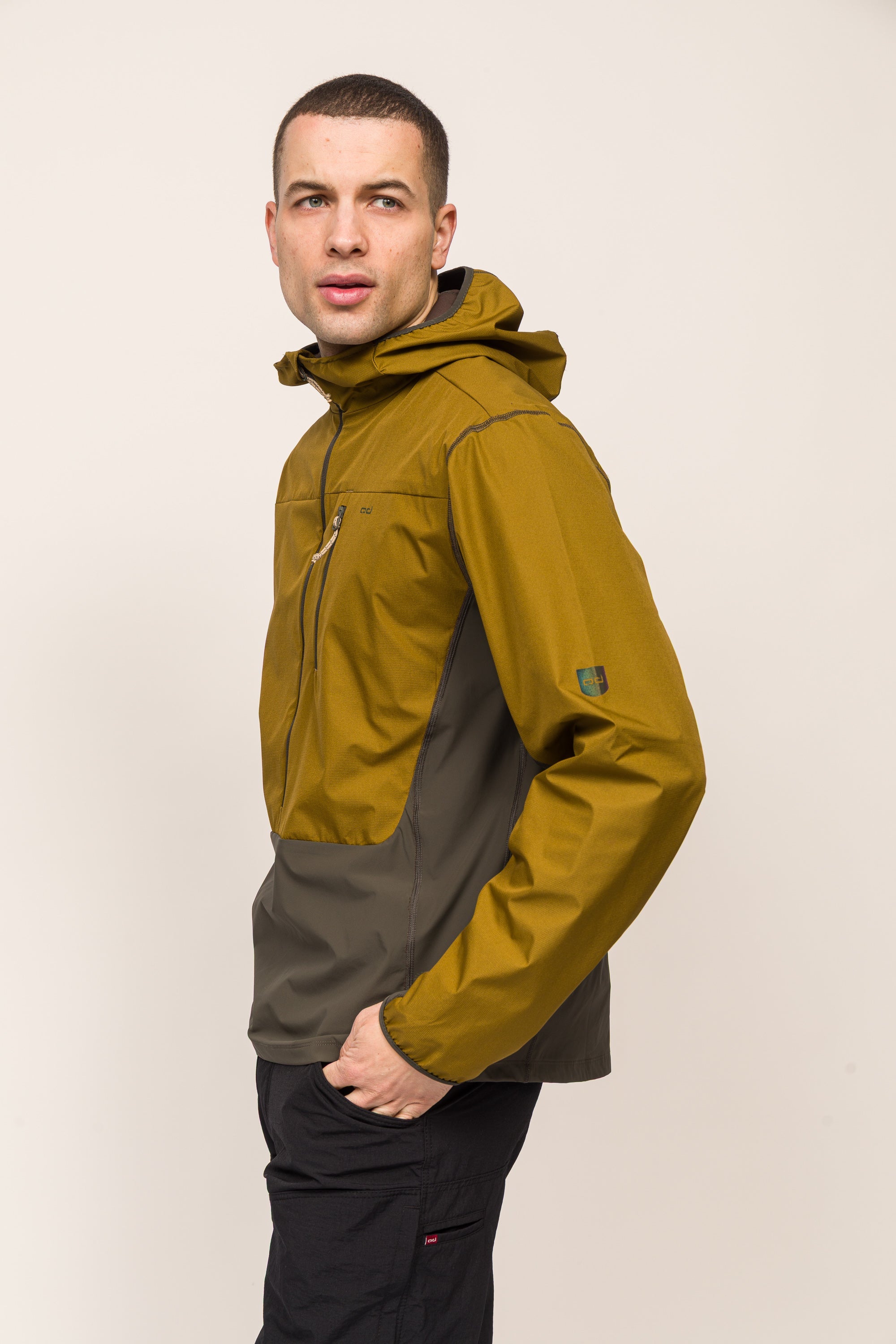 Airshell Rüzgar Ve Suya Dayanıklı Yarım Fermuar Anorak - Yağ Yeşili