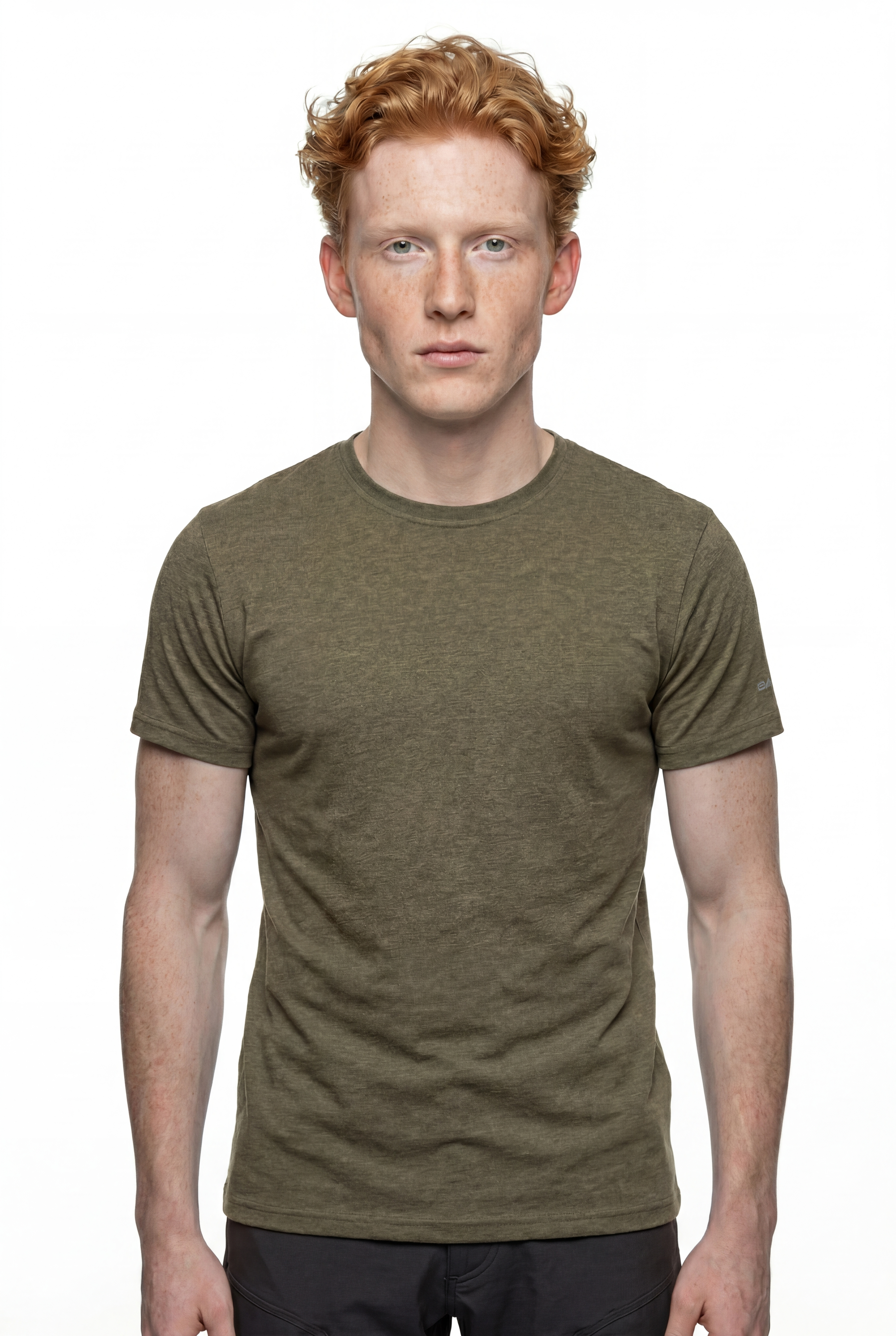 Soft Tees Basic T-Shirt %100 Pamuk Haki Melanj