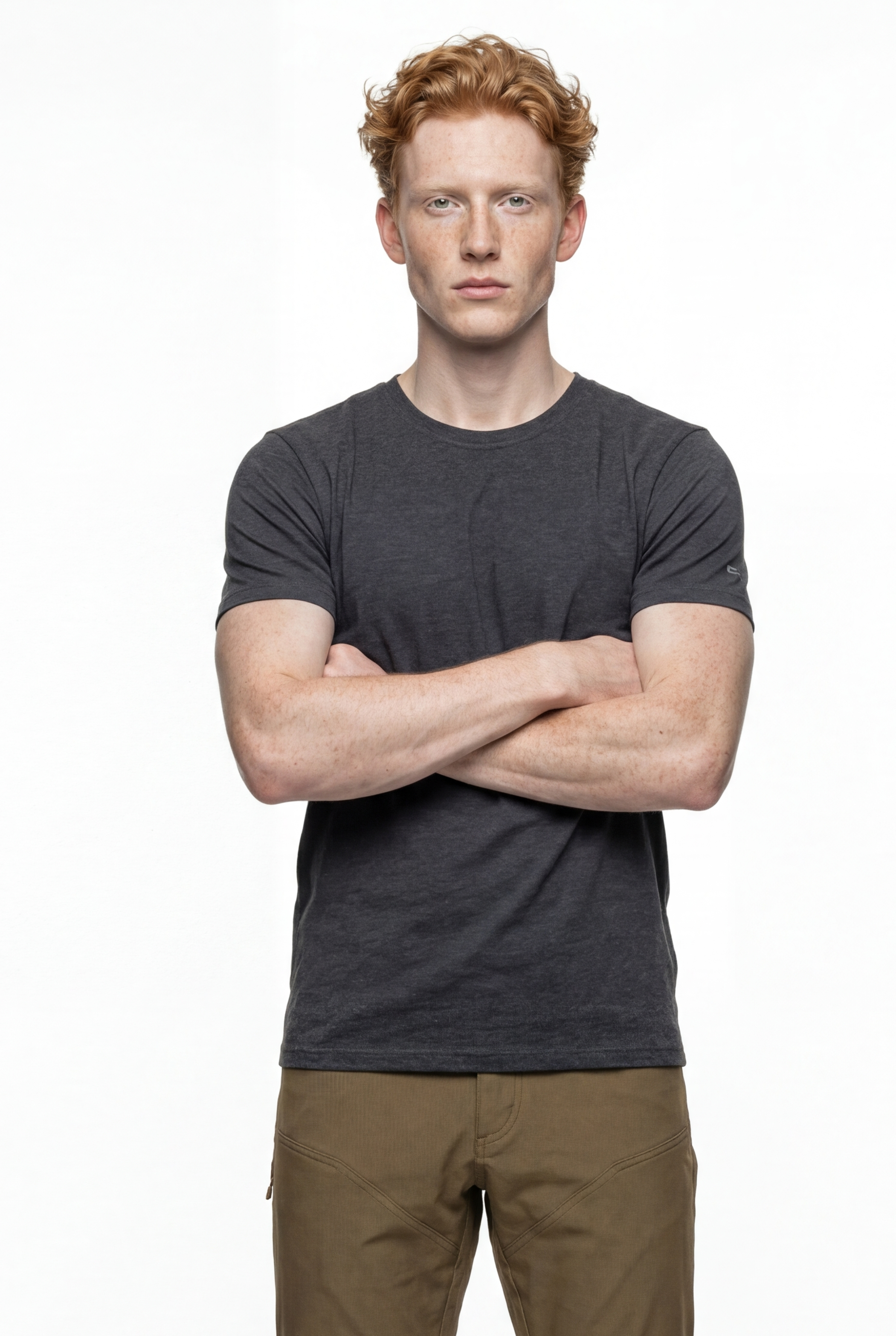 Soft Tees Basic T-Shirt %100 Pamuk Gri Melanj