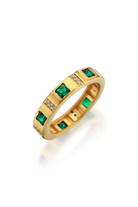 Odda75-Altın Kaplama 925 Ayar Gümüş Karo Yüzük Koyu Yeşil-Yüzük-1-Milagron.com