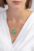 Odda75-Altın Kaplama 925 Ayar Gümüş Yeşil Salma Kolye-Kolye-2-Milagron.com