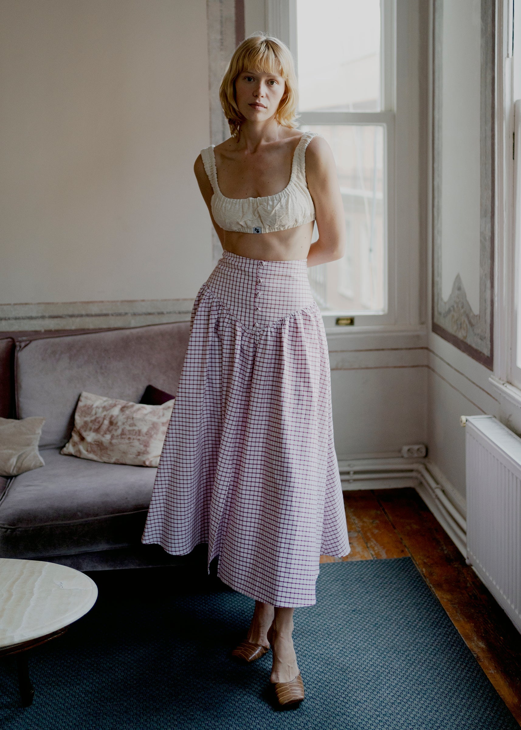 Oh Seven Days-Dani Skirt Red Check-1-Milagron.com