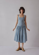 Oh Seven Days-Danielle Dress Striped Denim-1-Milagron.com