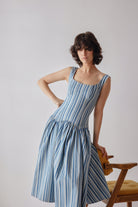 Oh Seven Days-Danielle Dress Striped Denim-2-Milagron.com
