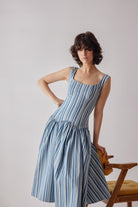Oh Seven Days-Danielle Dress Striped Denim-6-Milagron.com