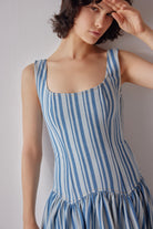 Oh Seven Days-Danielle Dress Striped Denim-8-Milagron.com
