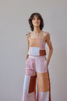 Oh Seven Days-Darcy Trousers Pink & Beige Patchwork-2-Milagron.com