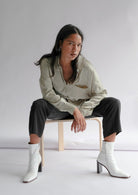 Oh Seven Days-Monday Marwa Sage: Illustrated Vegan Silk Boxy Blouse-Tops-10-Milagron.com