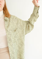 Oh Seven Days-Monday Marwa Sage: Illustrated Vegan Silk Boxy Blouse-Tops-4-Milagron.com