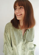 Oh Seven Days-Monday Marwa Sage: Illustrated Vegan Silk Boxy Blouse-Tops-8-Milagron.com