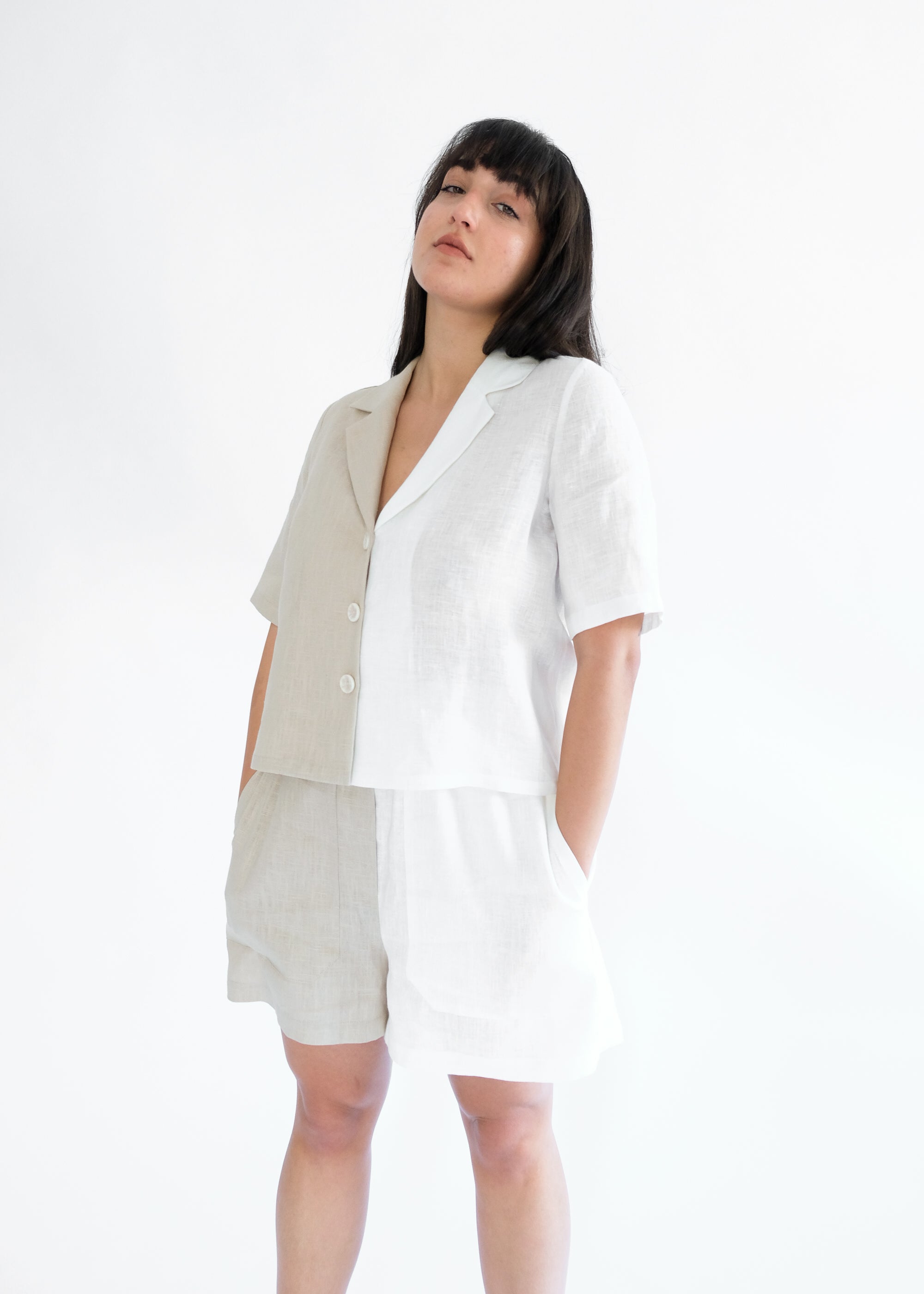 Nora Shirt ( White - Latte )