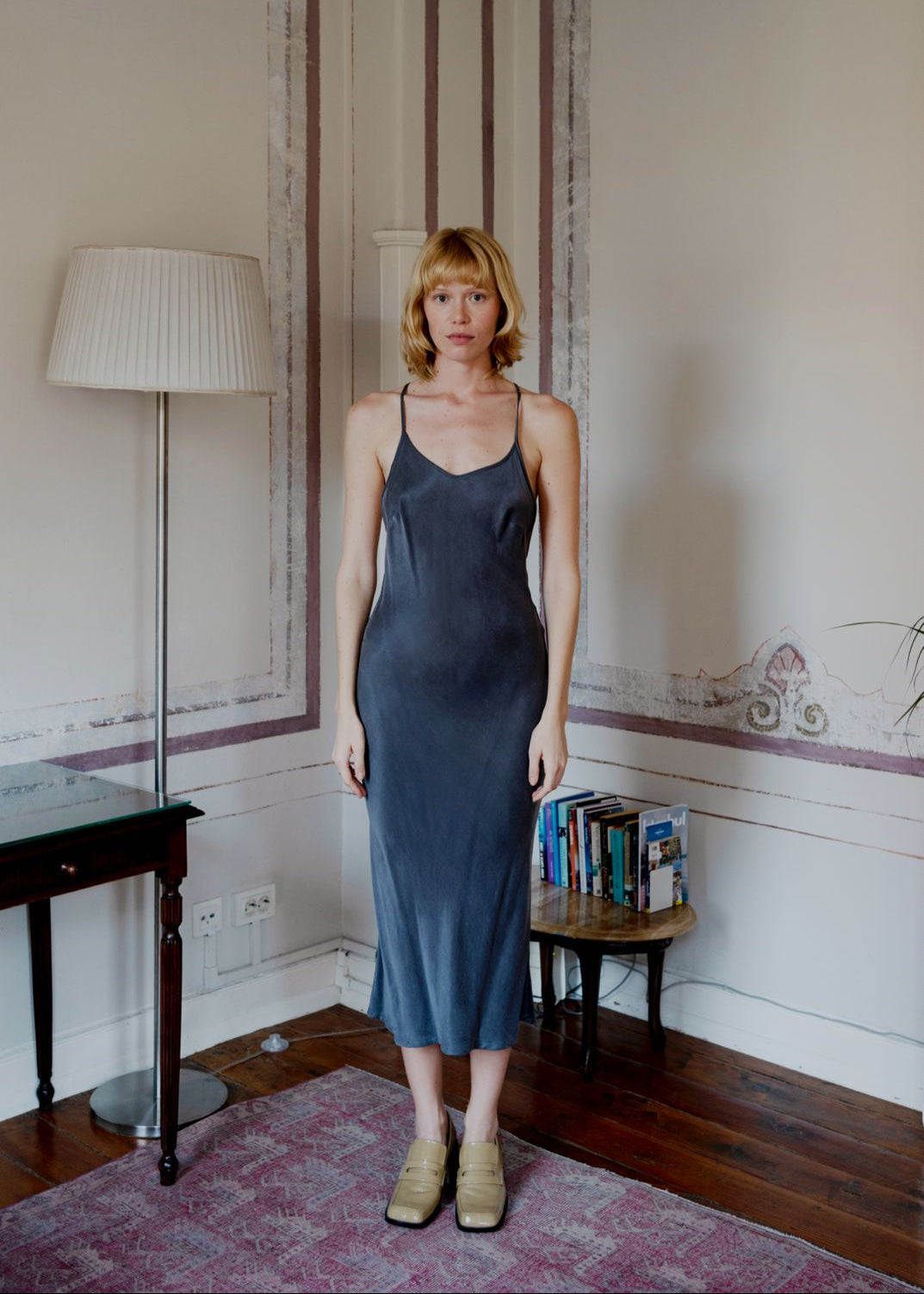 Oh Seven Days-Phoebe Dress Charcoal Vegan Silk-Dress-1-Milagron.com