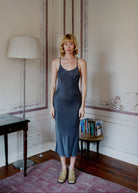 Oh Seven Days-Phoebe Dress Charcoal Vegan Silk-Dress-1-Milagron.com