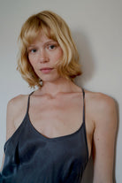 Oh Seven Days-Phoebe Dress Charcoal Vegan Silk-Dress-3-Milagron.com