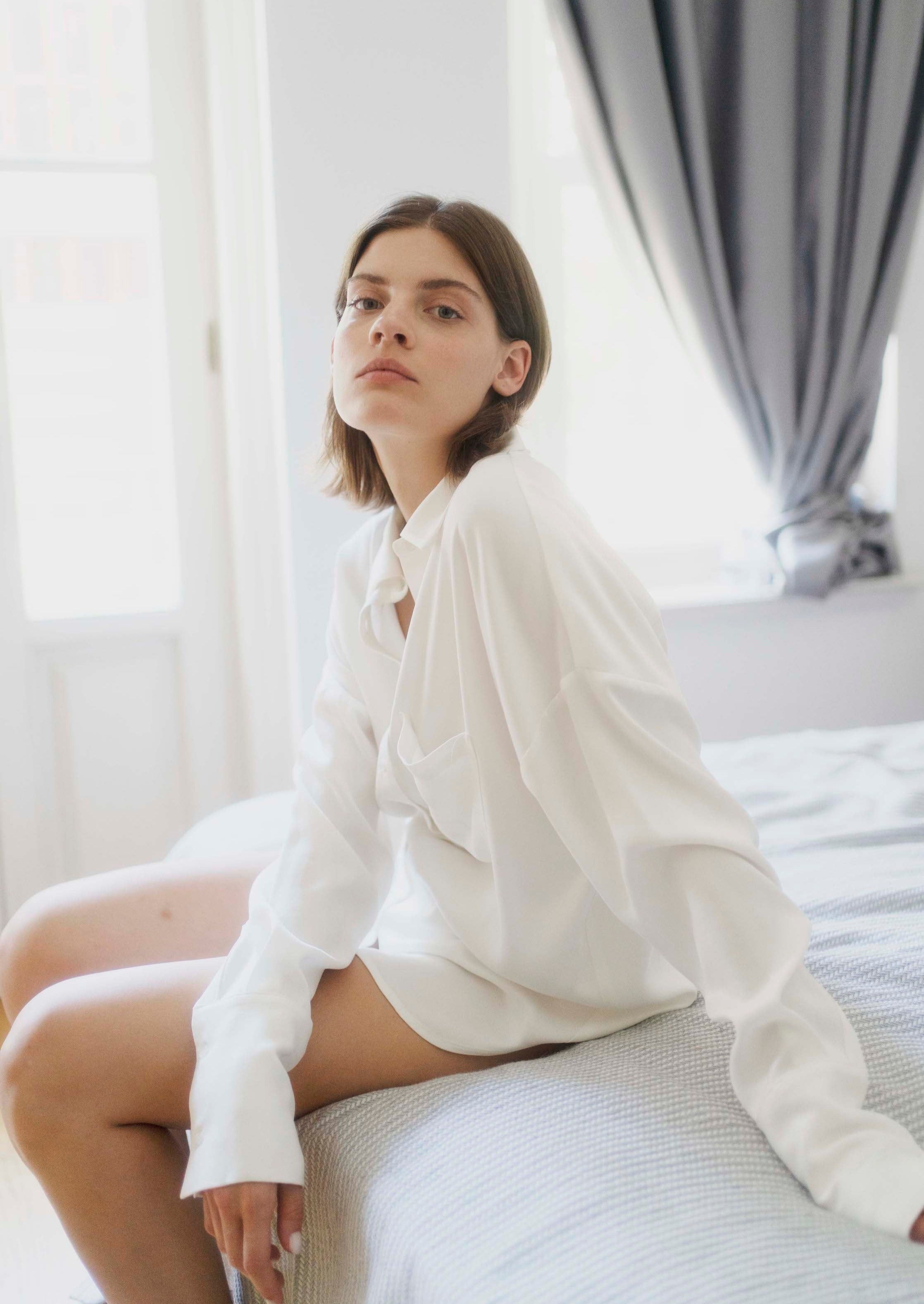 Oh Seven Days-Samantha Shirt ( White )-Tops-2-Milagron.com