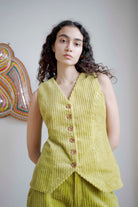 Oh Seven Days-Sample Wyatt Waistcoat Olive Green-1-Milagron.com