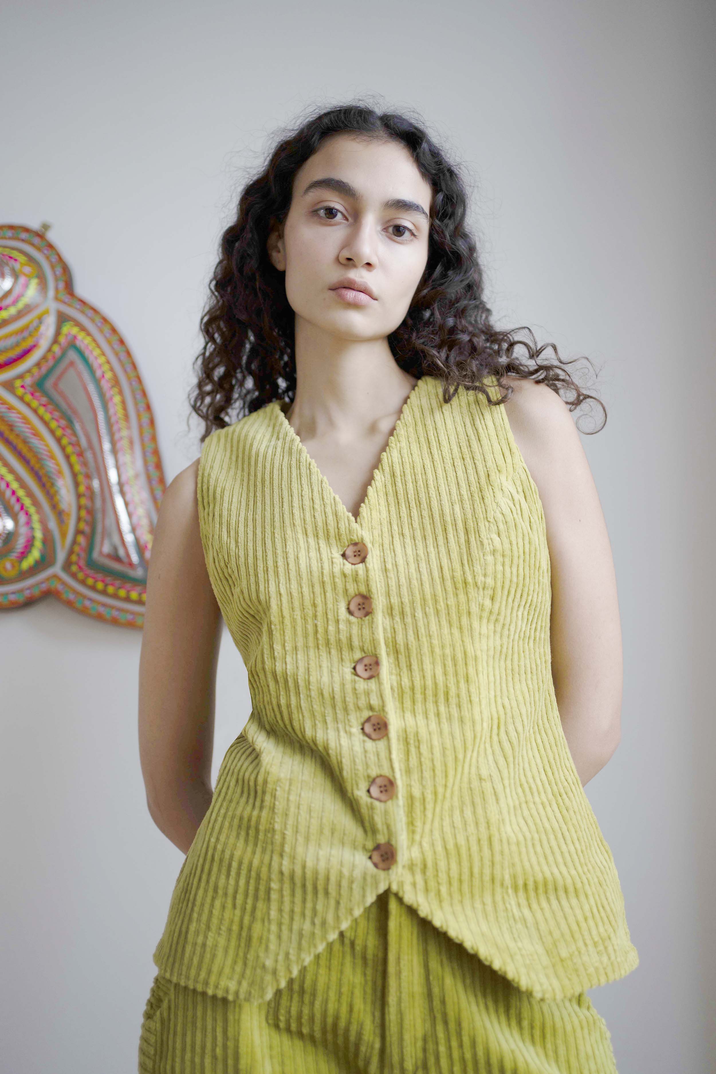 Oh Seven Days-Sample Wyatt Waistcoat Olive Green-1-Milagron.com