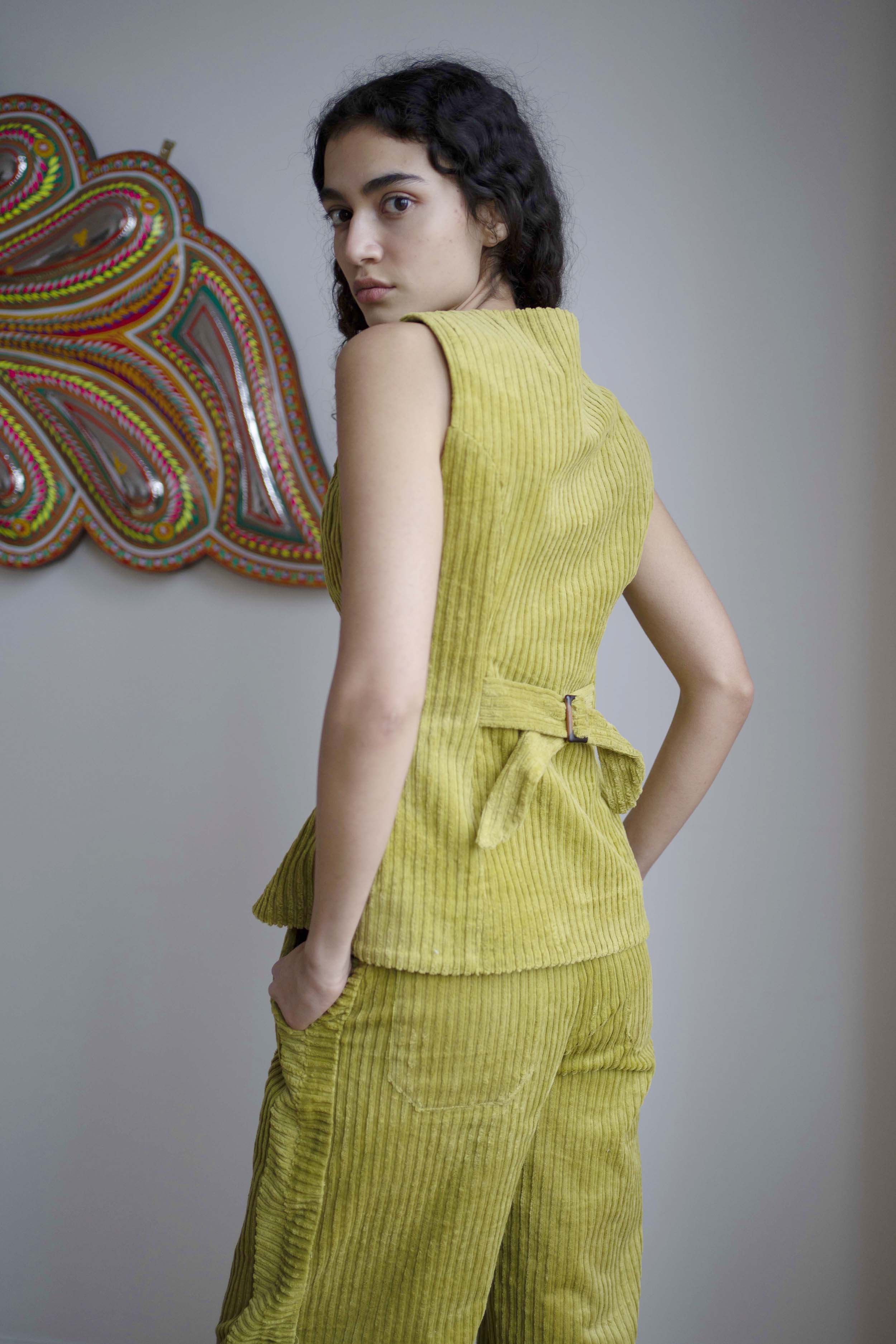 Oh Seven Days-Sample Wyatt Waistcoat Olive Green-2-Milagron.com