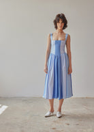 Oh Seven Days-Violet Dress Blue Patchwork-1-Milagron.com