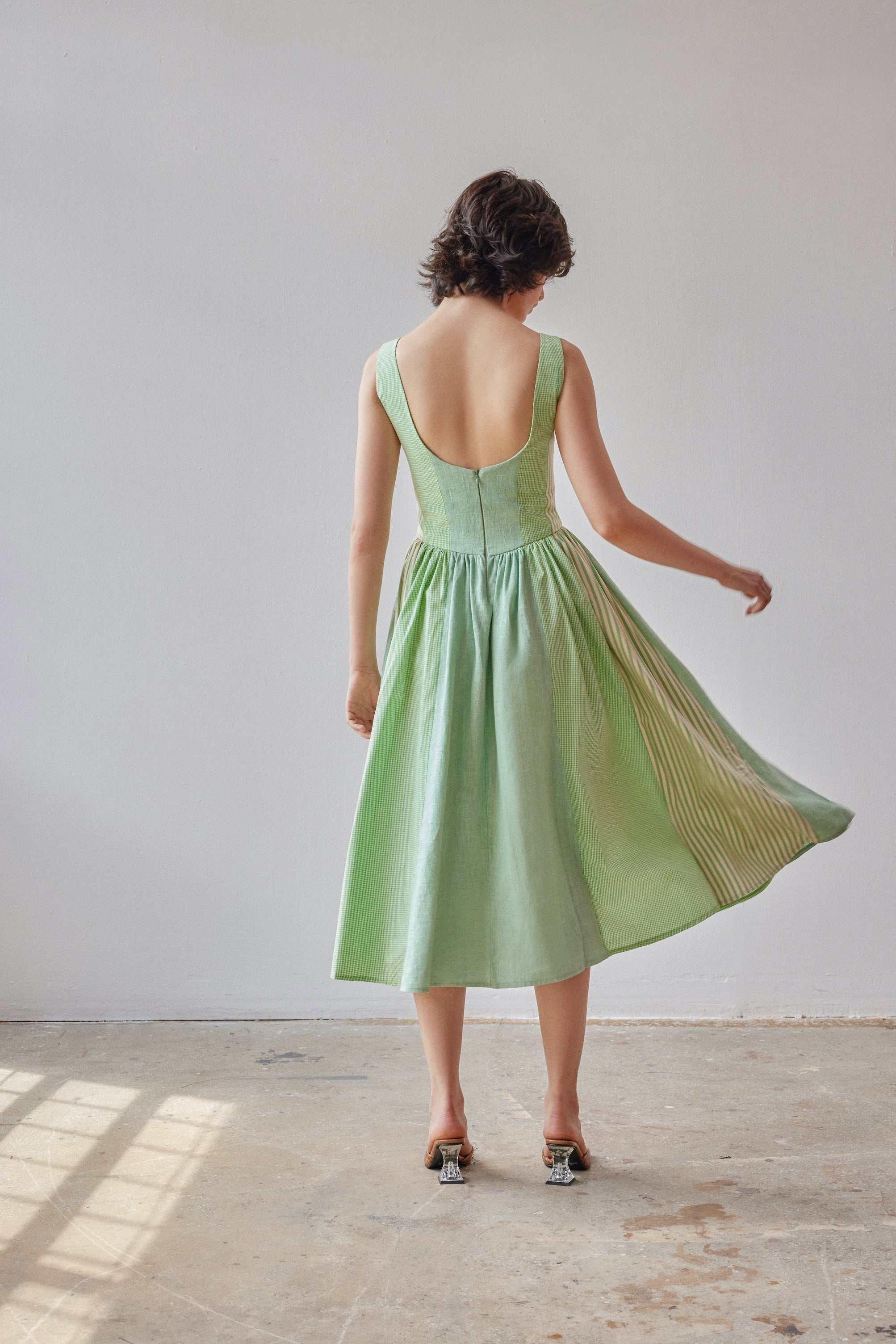 Oh Seven Days-Violet Dress Green Patchwork-2-Milagron.com