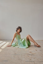 Oh Seven Days-Violet Dress Green Patchwork-3-Milagron.com