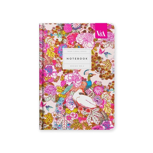 Ohh Deer V&A Tasarımı A5 192 Sayfa Sert Kapak Çizgili Defter Neon Floral Peacock Floral 12838