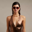 Okkia-Okkia Andrea Altıgen Unisex Güneş Gözlüğü Pembe Havana-Güneş Gözlüğü-8-Milagron.com