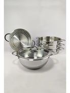 Oms 6090-C Mantı Ve Haşlama Tenceresi 6 Parça Paslanmaz Çelik Cam Kapaklı 28X10 Cm