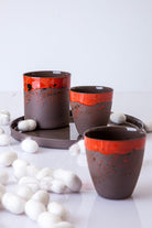 Only Cocoon-Flux Kahverengi & Kırmızı El Yapımı Porselen Bardak-Bardak-2-Milagron.com