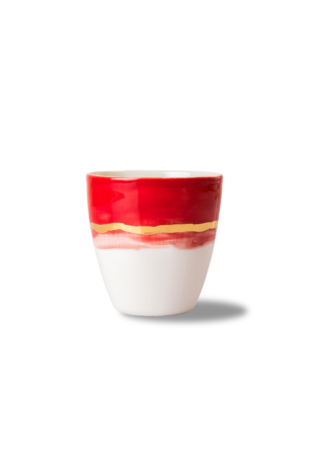 Only Cocoon-Wave Beyaz & Kırmızı & Altın El Yapımı Porselen Bardak-Bardak-1-Milagron.com