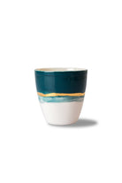 Only Cocoon-Wave Beyaz & Yeşil & Altın El Yapımı Porselen Bardak-Bardak-1-Milagron.com