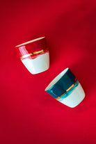 Only Cocoon-Wave Beyaz & Yeşil & Altın El Yapımı Porselen Bardak-Bardak-2-Milagron.com