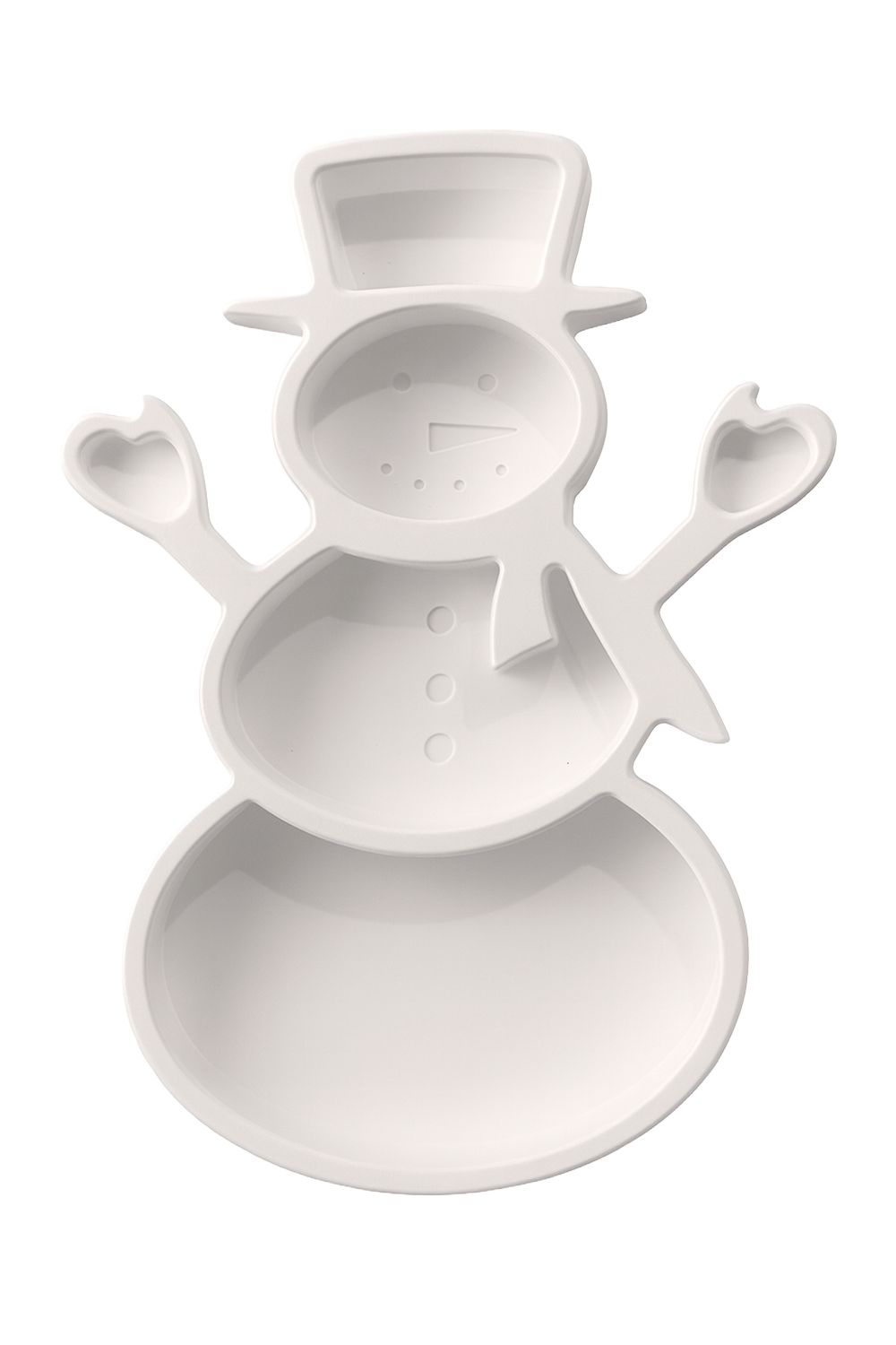 Kardan Adam Dekoratif Sunum Tabağı - Yılbaşı Temalı Servis & Dekor, Beyaz Dekor Obje, Yeni Yıl Tabak - 1