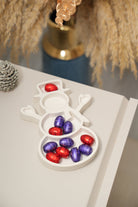 Kardan Adam Dekoratif Sunum Tabağı - Yılbaşı Temalı Servis & Dekor, Beyaz Dekor Obje, Yeni Yıl Tabak - 3