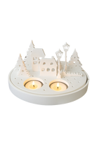 Yılbaşı Temalı Tealight Mumluk - Ev & Ağaç Figürlü Dekoratif Ürün, Beyaz Düşler Köyü, Yılbaşı Hediye - 3