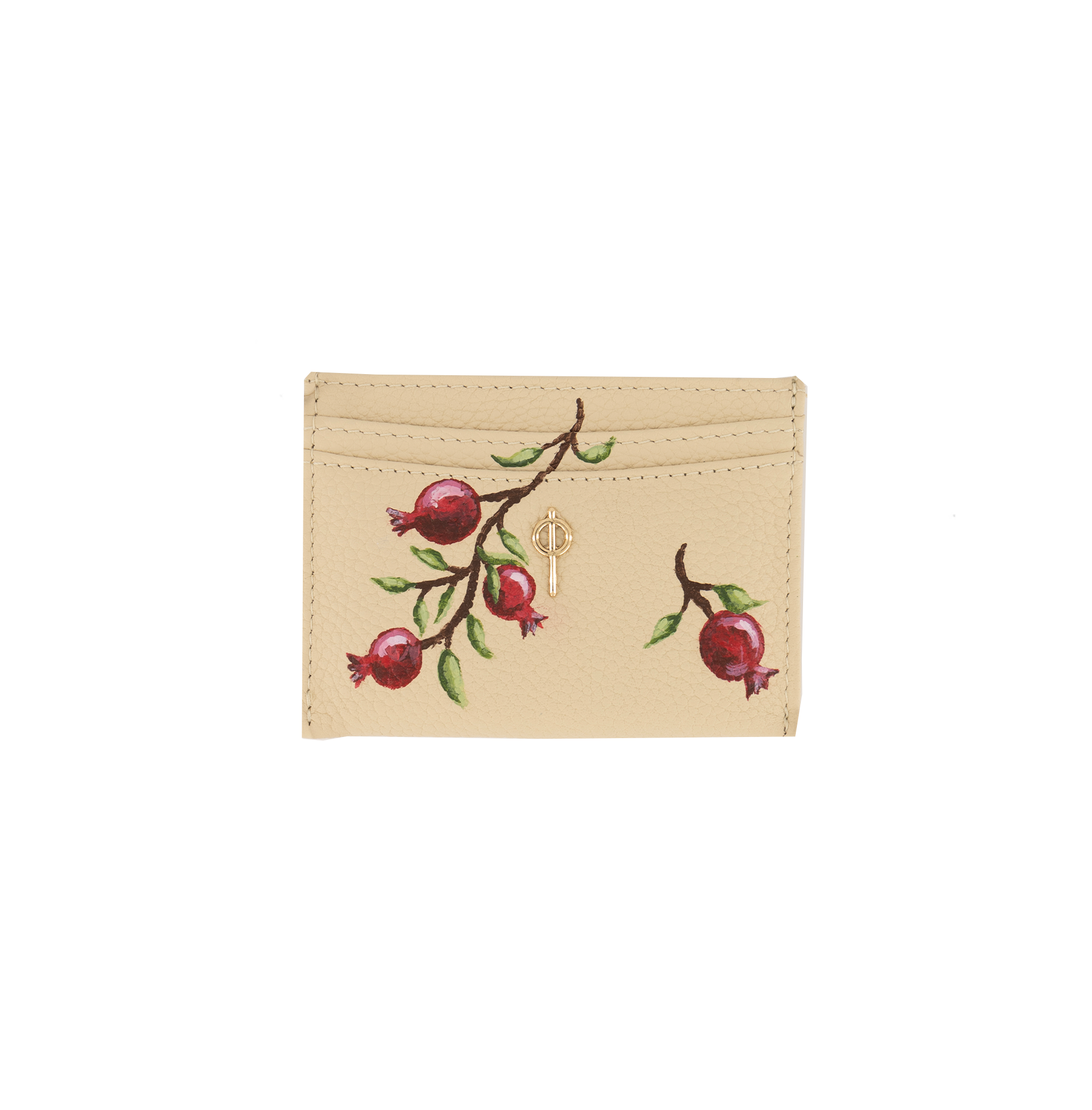 Otrera-Card Holder Beige Hand Painted-Cüzdan & Kartlık-1-Milagron.com