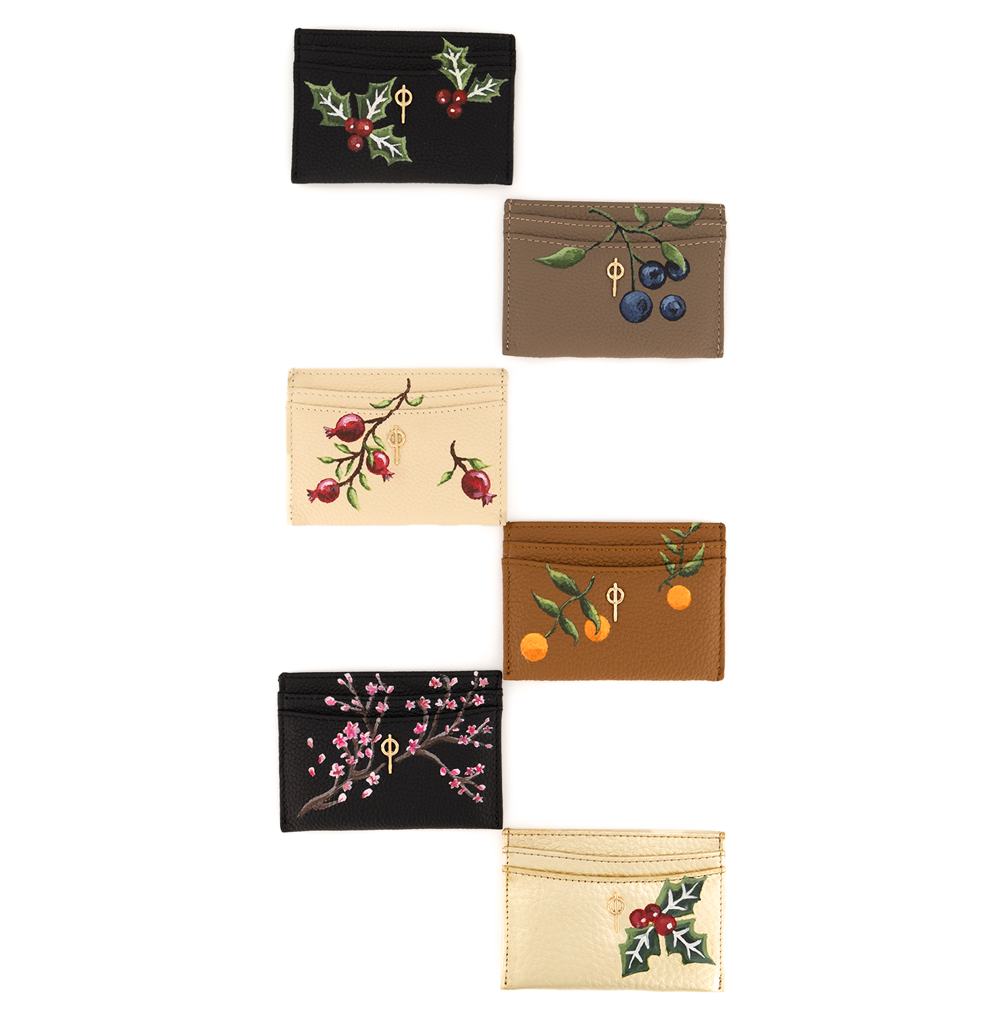 Otrera-Card Holder Beige Hand Painted-Cüzdan & Kartlık-3-Milagron.com