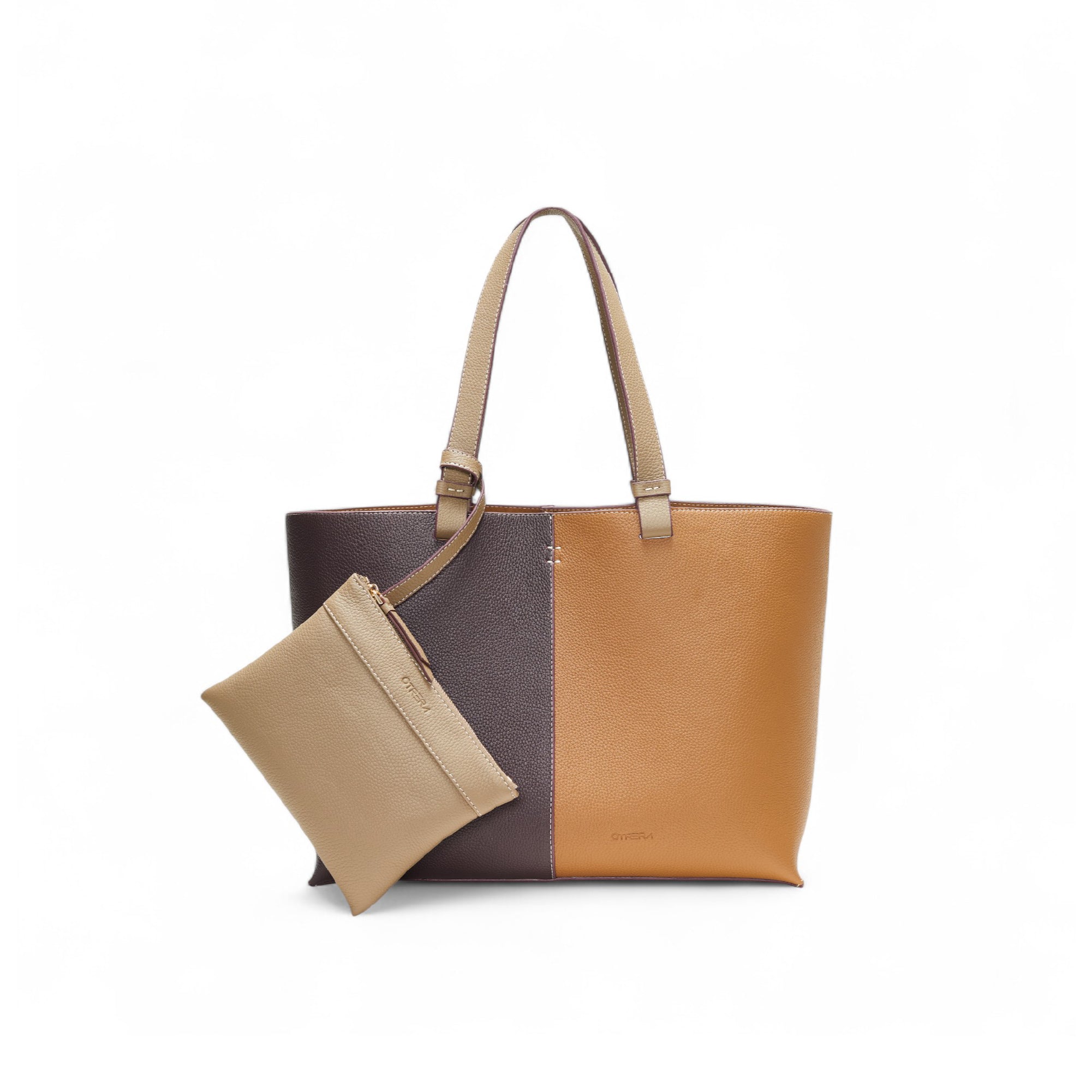 Otrera-Hebe Bag Burgundy&Tan-Shopper / Tote Bag-1-Milagron.com