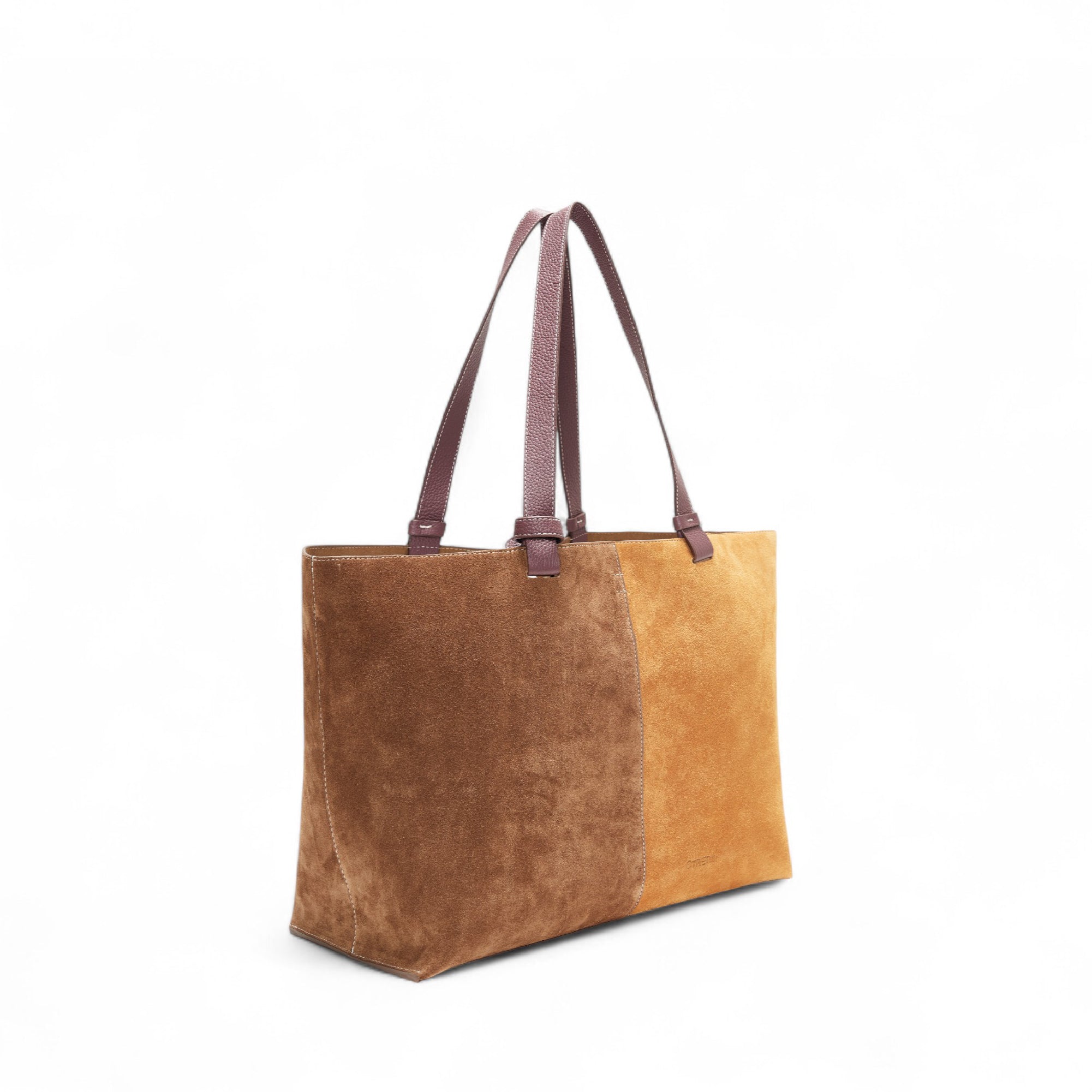 Otrera-Hebe Bag Suede Brown&Tan-Shopper / Tote Bag-3-Milagron.com