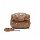 Otrera-Mını Studded Leda Tan-Clutch-3-Milagron.com