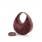 Otrera-Round Fluffy Burgundy-El Çantası-2-Milagron.com