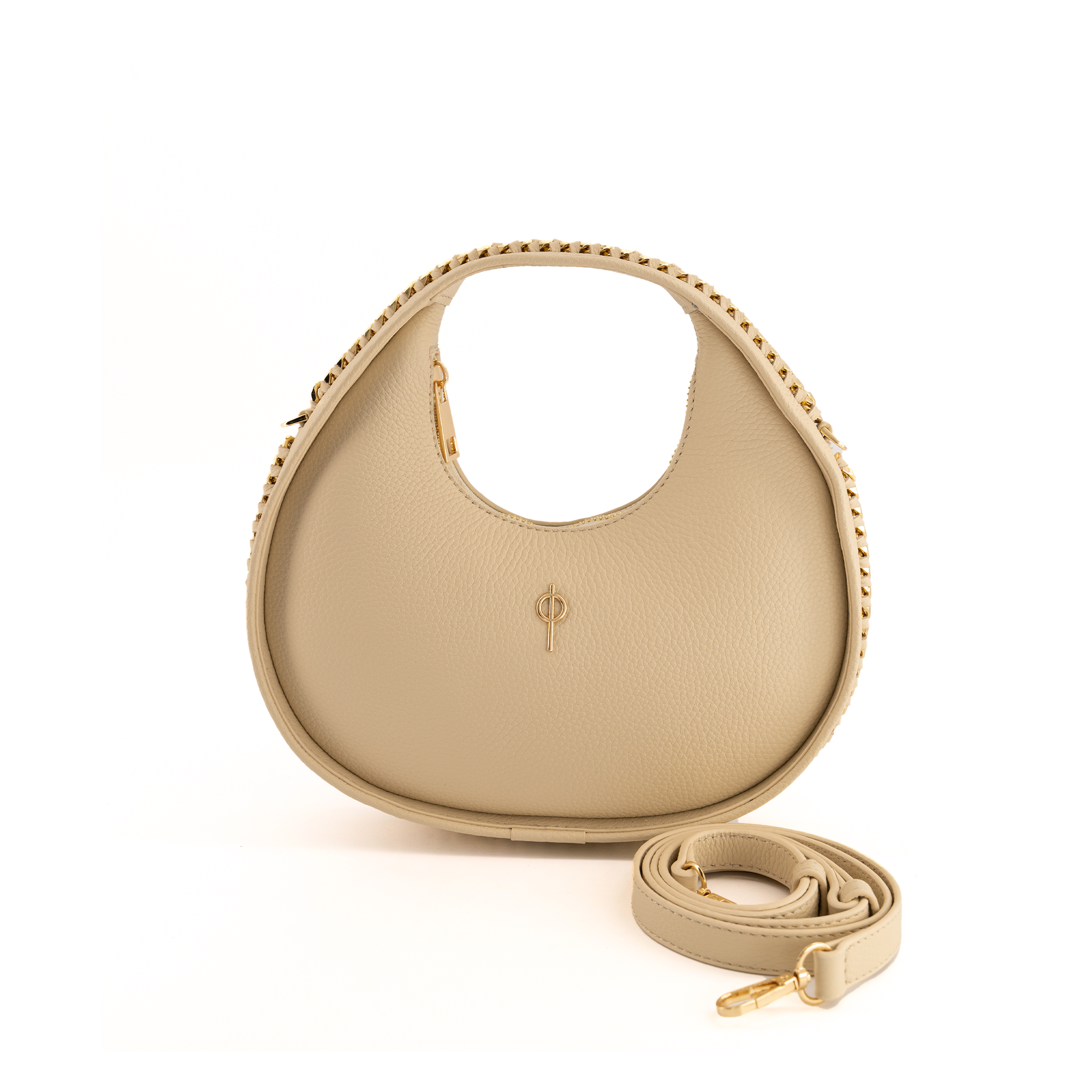 Otrera-SORUNLU - Round Chain Bag Beige-Omuz Çantası-7-Milagron.com