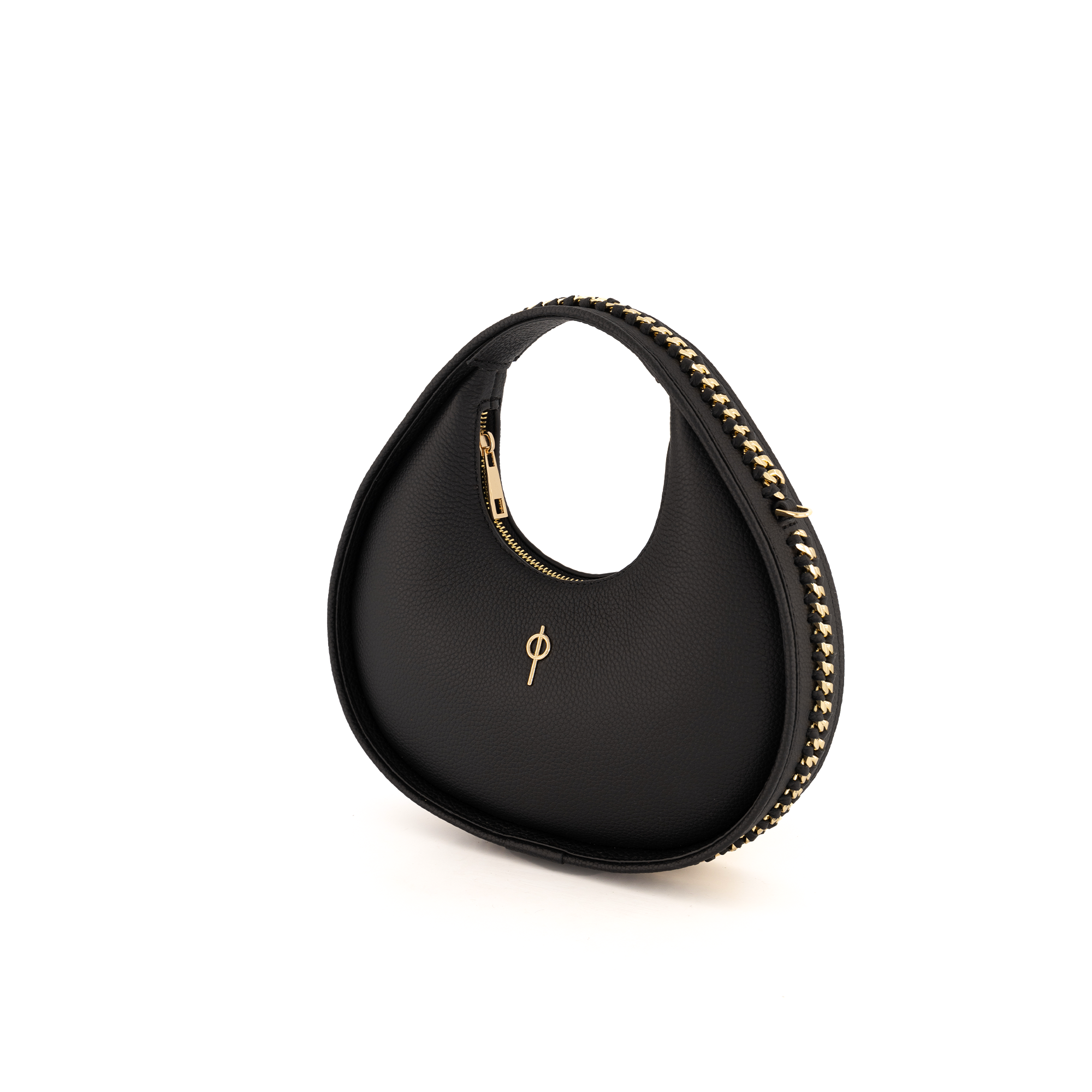 Otrera-SORUNLU - Round Chain Bag Black-Omuz Çantası-2-Milagron.com
