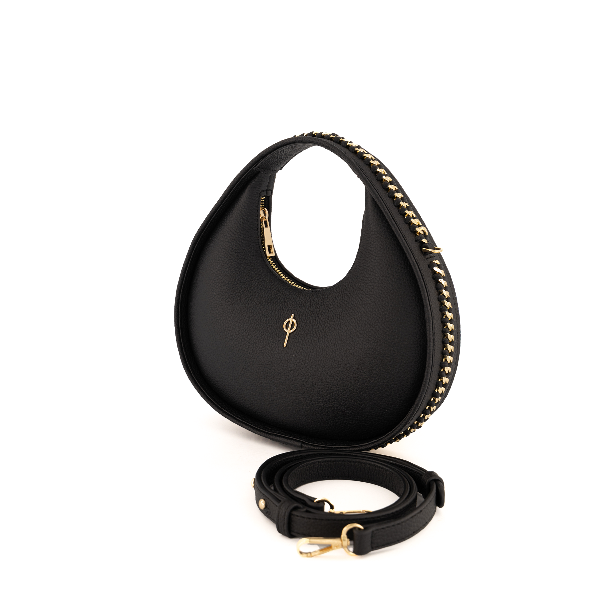 Otrera-SORUNLU - Round Chain Bag Black-Omuz Çantası-3-Milagron.com