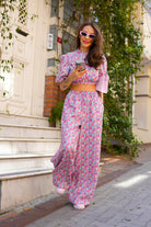 Çiçekli Biggie Organik Keten Pantolon - 2