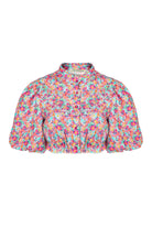 Çiçekli Organik Keten Crop Gömlek - 0