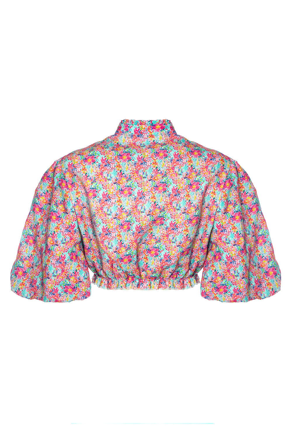 Çiçekli Organik Keten Crop Gömlek - 1