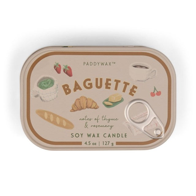 Paddywax Bistro Baguette Printed Tin Candle - Thyme & Rosemary 127 Gr Mum